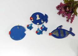 Eskilerden BALIK - FİL Nazarlık - Nazar Boncuğu Bereket Duvar Dekoru - Duvar Tabağı - Tasarım Balık Dekor - 3 ADET 999