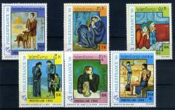 Koleksiyon Pulları, 6 Pul Lao (Uzak Doğu) PICASSO'nun Tabloları Damgasız Tam Seri