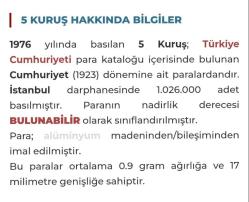 1976 TARİHLİ ALÜMİNYUM 5 KURUŞ