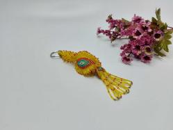 Boncuk İşi Nazarlık Anahtarlık - Cezaevi İşi Nazar Boncuklu Anahtarlık - Sarı