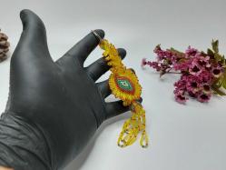 Boncuk İşi Nazarlık Anahtarlık - Cezaevi İşi Nazar Boncuklu Anahtarlık - Sarı