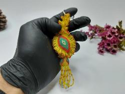 Boncuk İşi Nazarlık Anahtarlık - Cezaevi İşi Nazar Boncuklu Anahtarlık - Sarı