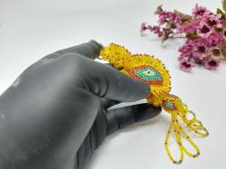 Boncuk İşi Nazarlık Anahtarlık - Cezaevi İşi Nazar Boncuklu Anahtarlık - Sarı