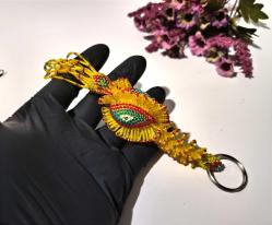 Boncuk İşi Nazarlık Anahtarlık - Cezaevi İşi Nazar Boncuklu Anahtarlık - Sarı - 2 ADET