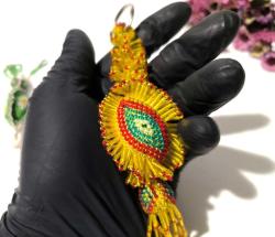 Boncuk İşi Nazarlık Anahtarlık - Cezaevi İşi Nazar Boncuklu Anahtarlık - Sarı - 2 ADET