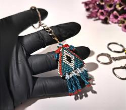 Boncuk İşi Nazarlık Anahtarlık - Cezaevi İşi Nazar Boncuklu Anahtarlık