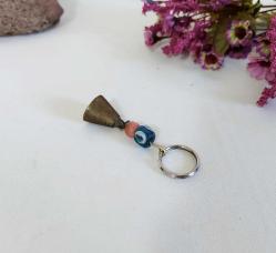 Antika Nazarlık Anahtarlık - Metal & Cam Boncuklu ÇAN - ZİL Nazar anahtarlık