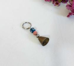 Antika Nazarlık Anahtarlık - Metal & Cam Boncuklu ÇAN - ZİL Nazar anahtarlık