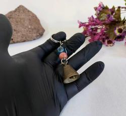 Antika Nazarlık Anahtarlık - Metal & Cam Boncuklu ÇAN - ZİL Nazar anahtarlık