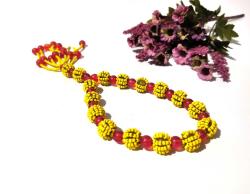 Cezaevi İşi Cam Boncuk Tesbih - Galatasaray Tesbip - Top Desenli El İşi Otantik sallama