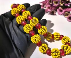 Cezaevi İşi Cam Boncuk Tesbih - Galatasaray Tesbip - Top Desenli El İşi Otantik sallama