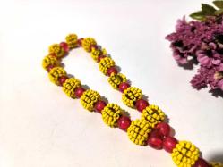 Cezaevi İşi Cam Boncuk Tesbih - Galatasaray Tesbip - Top Desenli El İşi Otantik sallama