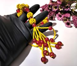 Cezaevi İşi Cam Boncuk Tesbih - Galatasaray Tesbip - Top Desenli El İşi Otantik sallama