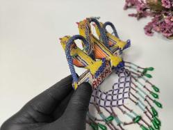 Cezaevi İşi Cam Boncuk Maşallah Araç Süsü - Duvar Süsü Maşallah KUŞ - Boncuk Sanatı