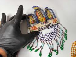 Cezaevi İşi Cam Boncuk Maşallah Araç Süsü - Duvar Süsü Maşallah KUŞ - Boncuk Sanatı - LOT - 5 ADET