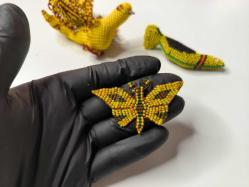 Cezaevi İşi Cam Boncuk Kuş Biblosu - Eski Kuş - Kelebek Biblo - Boncuk Sanatı - Lot