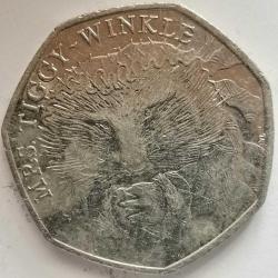 İNGİLTERE   2016   50   PENCE  HATIRA 150nci Yıl Dönümü - Beatrix Potter'ın Doğumu, Bayan Tiggy Winkle