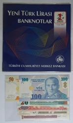 8. EMİSYON NADİR A SERİSİ YTL ( YENİ TÜRK LİRASI) KAĞIT PARA SETİ ÇİL KONDİSYONDA MERKEZ BANKASI ALBÜMÜNDE