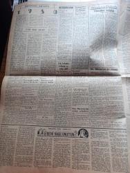 Ulus Gazetesi - Turkish Newspaper - 1 Ocak 1950 - 1950 senesi yazan Hüseyin Cahit Yalçın Başmakale - bu asrın gururu ve utancı yazan Peyami Safa - Başbakan Şemsettin Günaltay'ın İstanbul CHP kongresindeki nutku fotoğraf - Marshall planı Türkiye'de başarıyla tatbik ediliyor - Russell Dorr ilerleme Türk halkının da geniş işbirliğine ihtiyaç gösterecek dereceye geldi diyor fotoğraf - Merhum Mustafa Necati'nin ölüm yıldönümü - Yeni Yıl uğurlu olsun - Celal Bayar düşmanlık politikasını terk etmeyeceğini söylüyor - yılbaşı piyangosu dün akşam çekildi - 1950 yazan Falih Rıfkı Atay - pazar konuşması yazan Server Bedi - adliye sarayı'nın inşasına yazın başlanacak - Margaret Lockwood İle Norman Wooland hazin Aşk filminin bir sahnesinde Fotoğrafı -  Perihan Altındağ Sözeri Bomonti aile saz salonunda - Safiye Ayla Bomonti Aile saz salonunda - tam 10 yıl önce Staline verilen hediyeler - taklit sanatın rekorunu kıran Cevat Kurtuluş küçük tiyatroda - Birinci devre lig maçlarının son karşılaşmaları