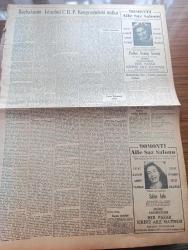 Ulus Gazetesi - Turkish Newspaper - 1 Ocak 1950 - 1950 senesi yazan Hüseyin Cahit Yalçın Başmakale - bu asrın gururu ve utancı yazan Peyami Safa - Başbakan Şemsettin Günaltay'ın İstanbul CHP kongresindeki nutku fotoğraf - Marshall planı Türkiye'de başarıyla tatbik ediliyor - Russell Dorr ilerleme Türk halkının da geniş işbirliğine ihtiyaç gösterecek dereceye geldi diyor fotoğraf - Merhum Mustafa Necati'nin ölüm yıldönümü - Yeni Yıl uğurlu olsun - Celal Bayar düşmanlık politikasını terk etmeyeceğini söylüyor - yılbaşı piyangosu dün akşam çekildi - 1950 yazan Falih Rıfkı Atay - pazar konuşması yazan Server Bedi - adliye sarayı'nın inşasına yazın başlanacak - Margaret Lockwood İle Norman Wooland hazin Aşk filminin bir sahnesinde Fotoğrafı -  Perihan Altındağ Sözeri Bomonti aile saz salonunda - Safiye Ayla Bomonti Aile saz salonunda - tam 10 yıl önce Staline verilen hediyeler - taklit sanatın rekorunu kıran Cevat Kurtuluş küçük tiyatroda - Birinci devre lig maçlarının son karşılaşmaları
