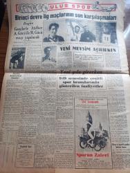 Ulus Gazetesi - Turkish Newspaper - 1 Ocak 1950 - 1950 senesi yazan Hüseyin Cahit Yalçın Başmakale - bu asrın gururu ve utancı yazan Peyami Safa - Başbakan Şemsettin Günaltay'ın İstanbul CHP kongresindeki nutku fotoğraf - Marshall planı Türkiye'de başarıyla tatbik ediliyor - Russell Dorr ilerleme Türk halkının da geniş işbirliğine ihtiyaç gösterecek dereceye geldi diyor fotoğraf - Merhum Mustafa Necati'nin ölüm yıldönümü - Yeni Yıl uğurlu olsun - Celal Bayar düşmanlık politikasını terk etmeyeceğini söylüyor - yılbaşı piyangosu dün akşam çekildi - 1950 yazan Falih Rıfkı Atay - pazar konuşması yazan Server Bedi - adliye sarayı'nın inşasına yazın başlanacak - Margaret Lockwood İle Norman Wooland hazin Aşk filminin bir sahnesinde Fotoğrafı -  Perihan Altındağ Sözeri Bomonti aile saz salonunda - Safiye Ayla Bomonti Aile saz salonunda - tam 10 yıl önce Staline verilen hediyeler - taklit sanatın rekorunu kıran Cevat Kurtuluş küçük tiyatroda - Birinci devre lig maçlarının son karşılaşmaları