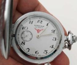 RUSYA SERKİSOF MARKA ORİJİNAL ANTİK KURMALI MUHTEŞEM BAKIMLI KAPAKLI VE KÖSTEKLİ CEP SAATİ PP2AA1 ÇOK NADİR