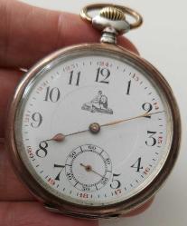 İSVİÇRE ASLAN FİGÜRLÜ ÖZEL YAPTIRILAN ANCRE MARKA ORİJİNAL ANTİK KURMALI MUHTEŞEM BAKIMLI GÜMÜŞ KASA CEP SAATİ G1A1L1A1 ÇOK NADİR