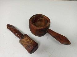 Antika Osmanlı Yekpare Ahşap Dövecek - Havan