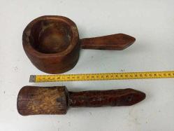 Antika Osmanlı Yekpare Ahşap Dövecek - Havan