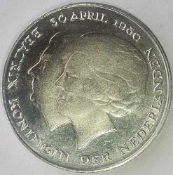 HOLLANDA 1980   2,5 GULDEN  HATIRA PARA Kraliçe Beatrix'in taç giyme töreni (80)