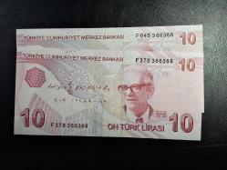 9. EMİSYON 10/10 TÜRK LİRASI İKİZ F 045 366366-F 378 366366 ÇİL TCB 5839