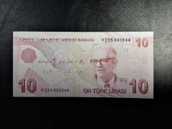 9. EMİSYON 10 TÜRK LİRASI  F 235 000544 ÇİL ( GÜZEL NO ) TCB 5925