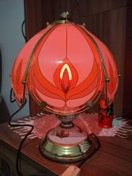 36 CM SERAMiK GÖVDE PiRiNÇ ÜZERi CAM YAPRAKLI ABAJUR