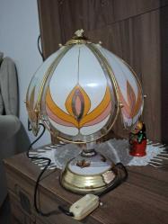 36 CM SERAMiK GÖVDE PiRiNÇ ÜZERi CAM YAPRAKLI ABAJUR