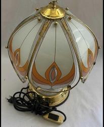 36 CM SERAMiK GÖVDE PiRiNÇ ÜZERi CAM YAPRAKLI ABAJUR