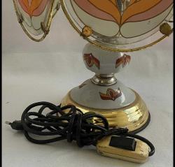 36 CM SERAMiK GÖVDE PiRiNÇ ÜZERi CAM YAPRAKLI ABAJUR