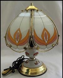 36 CM SERAMiK GÖVDE PiRiNÇ ÜZERi CAM YAPRAKLI ABAJUR