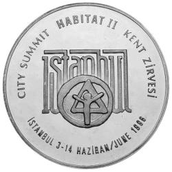 1996 Habitat II. Kent Zirvesi ''İstanbul 1996'' (Gümüş) Darphane Hatıra Parası ''SERTİFİKALIDIR'