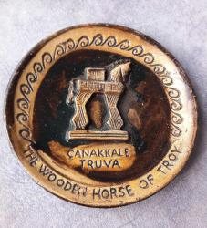 ÇANAKKALE TRUVA TEMALI EL YAPIMI ÇÖMLEK TABAK. KONDİSYON YÜKSEK KOLEKSİYONLUK NADİR