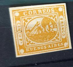 LOT.11 » Arjantin 1858 Buenos Aires Bağımsız şehir devleti buharlı gemi pulu cok nadir