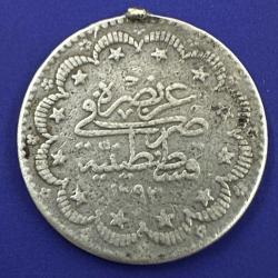 2. ABDÜLHAMİD · 5 KURUŞ · (1293/32) · KOSTANTİNİYE · 830 AYAR GÜMÜŞ. KULPTAN ÇIKMA.