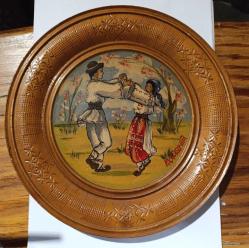 Romanya Ahşap Tabak / El boyaması / Etiketli