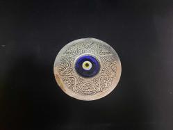 Gümüş Kaplama Cam Nazarlık - Nazar Boncuklu Nazarlık - Kapı Duvar Süsü