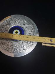 Gümüş Kaplama Cam Nazarlık - Nazar Boncuklu Nazarlık - Kapı Duvar Süsü