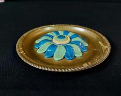 Pirinç Nazarlık - Metal NAzar Boncuğu - Çiçek Desenli Nazarlık - Nazar Boncuklu Tabak - Kapı Duvar Süsü