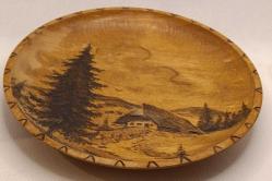 Eski el işi ahşap yakma duvar tabağı