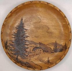 Eski el işi ahşap yakma duvar tabağı