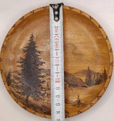 Eski el işi ahşap yakma duvar tabağı