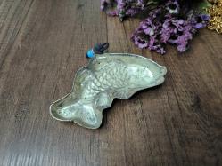 Gümüş Kaplama Balık Nazarlık - Metal Nazar Boncuğu - Cam Boncuklu Nazarlık - Kabartmalı Kapı Duvar Süsü