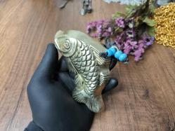 Gümüş Kaplama Balık Nazarlık - Metal Nazar Boncuğu - Cam Boncuklu Nazarlık - Kabartmalı Kapı Duvar Süsü